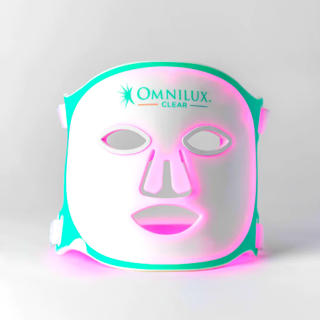 Face mask with a pink LED